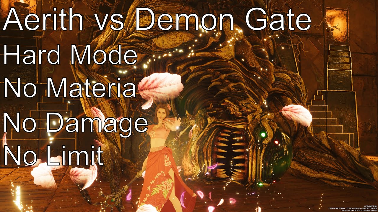 Final Fantasy VII Rebirth Aerith vs Demon Gate Hard No Materia No Damage No Limit