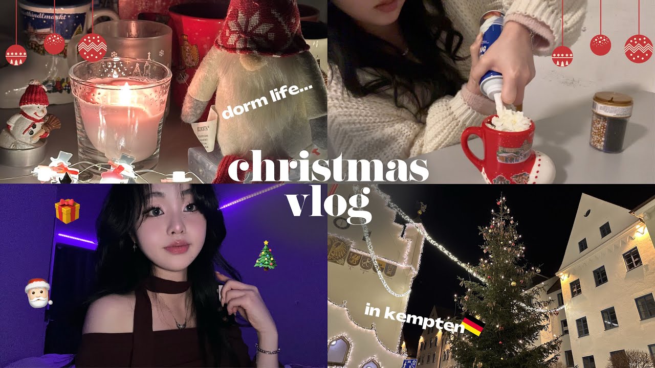 VLOG: Christmas in my cozy dorm…ෆ.̮ෆ make some korean food and Heiße Schokolade☕️, kempten tour🎄🎁