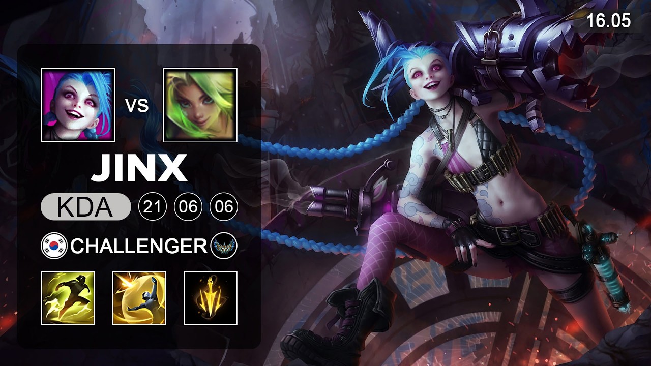 Jinx vs Zeri ADC - KR Challenger - Patch 16.05 Season 16