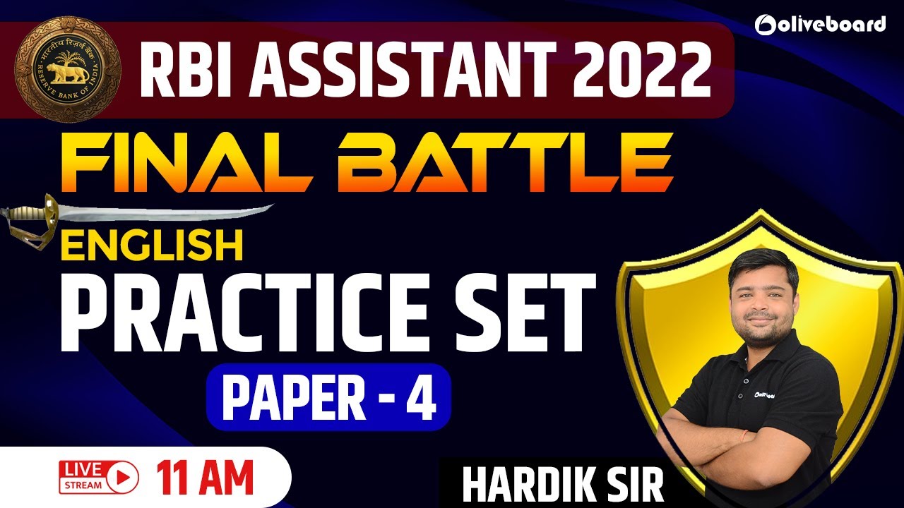 RBI Assistant English 2022 | Final Battle | English Practice Set | Paper - 4 | Hardik Sir