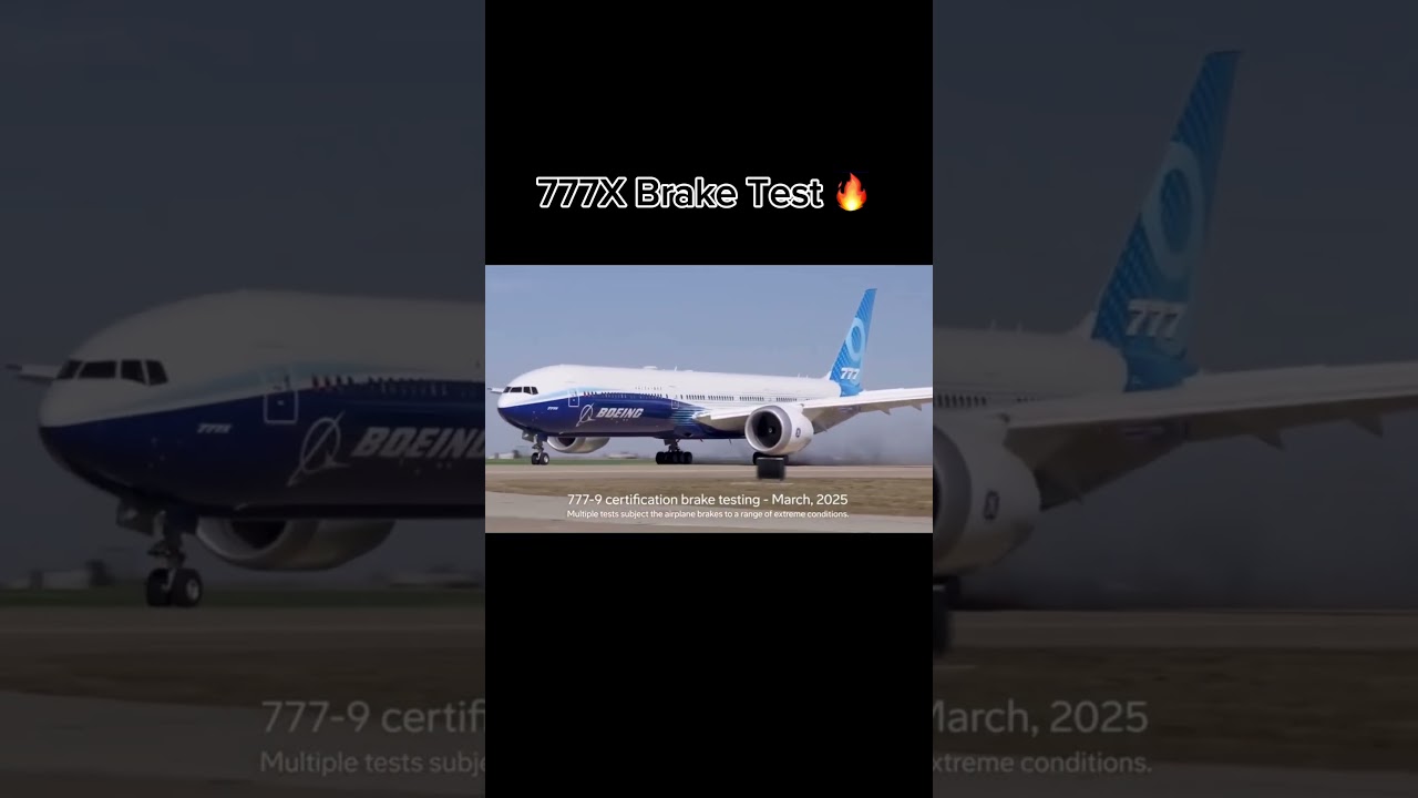 777X Brake Test 🔥 #aviation #plane #boeing #777 #779 #777x #brake #test