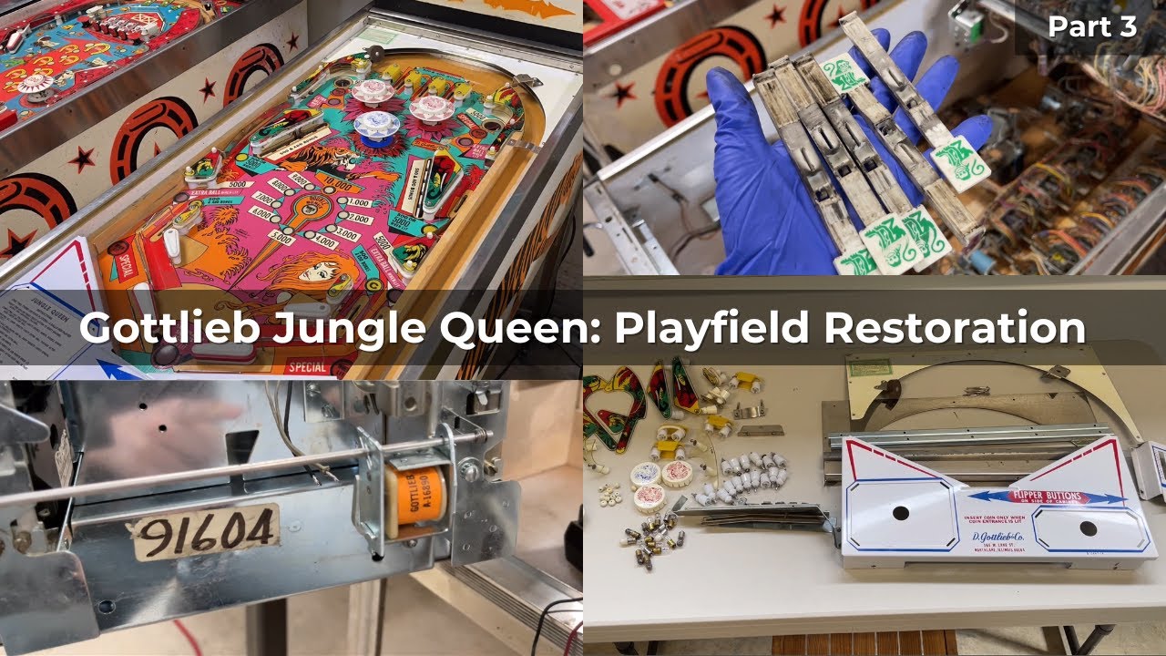 Gottlieb Jungle Queen Pinball Restoration Part 3: Playfield Restoration!