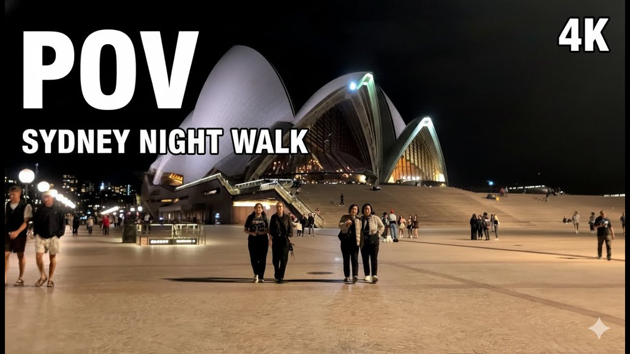 Walking Sydney After Dark | George Street to Opera House | City Lights & Harbour Views [40 Min]
