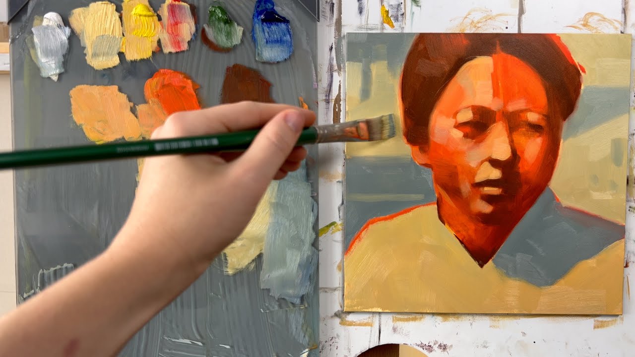 Stepping out of my comfort zone in painting | Painting a portrait with expressive colors