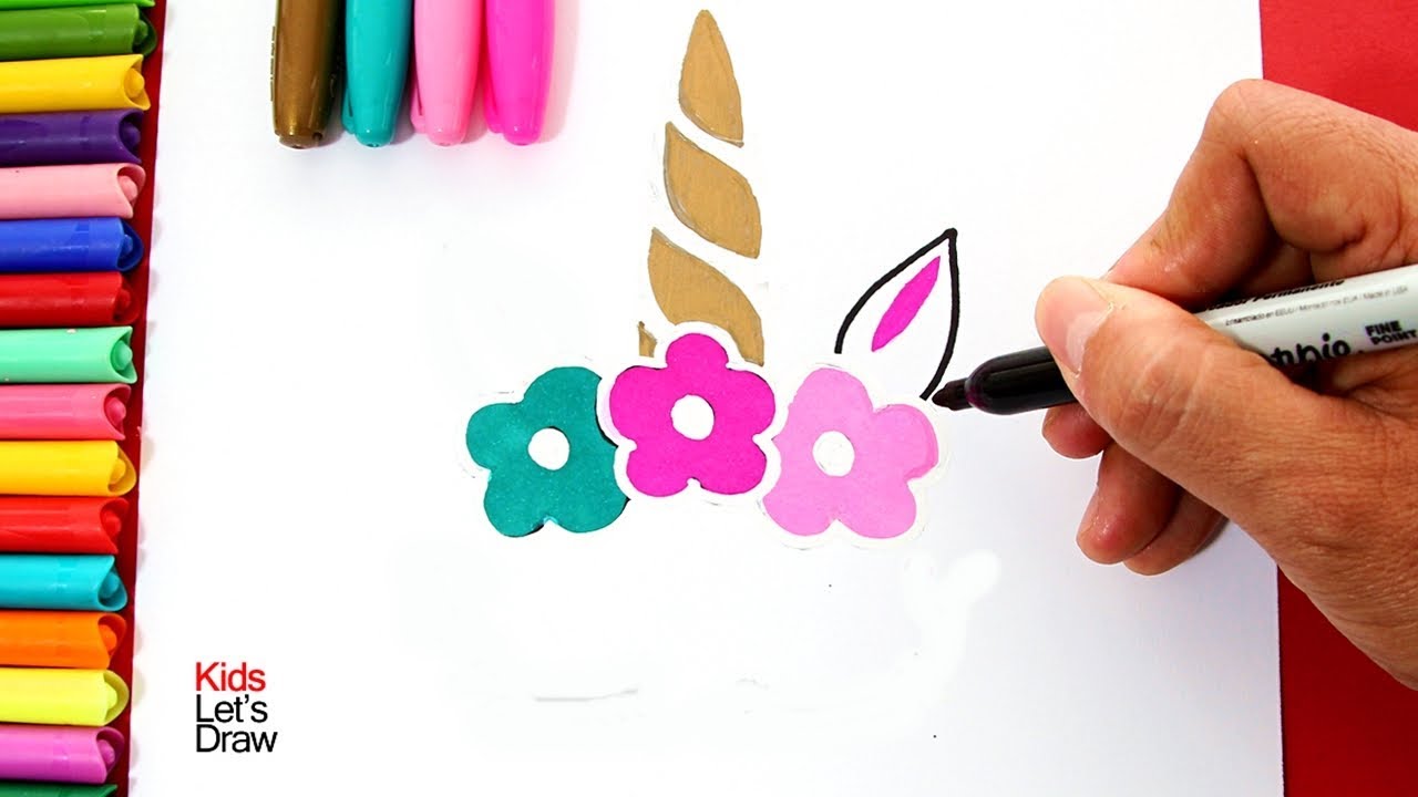 Bonito Unicornio decorativo para dibujar y pintar DIY fácil | KidsLetsDraw