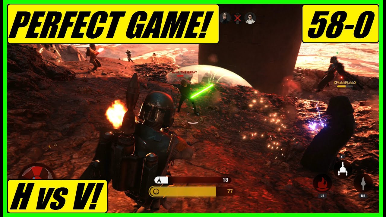 Star Wars Battlefront - A perfect heroes vs villains match! | 58-0 w EE-3 explosive shot!