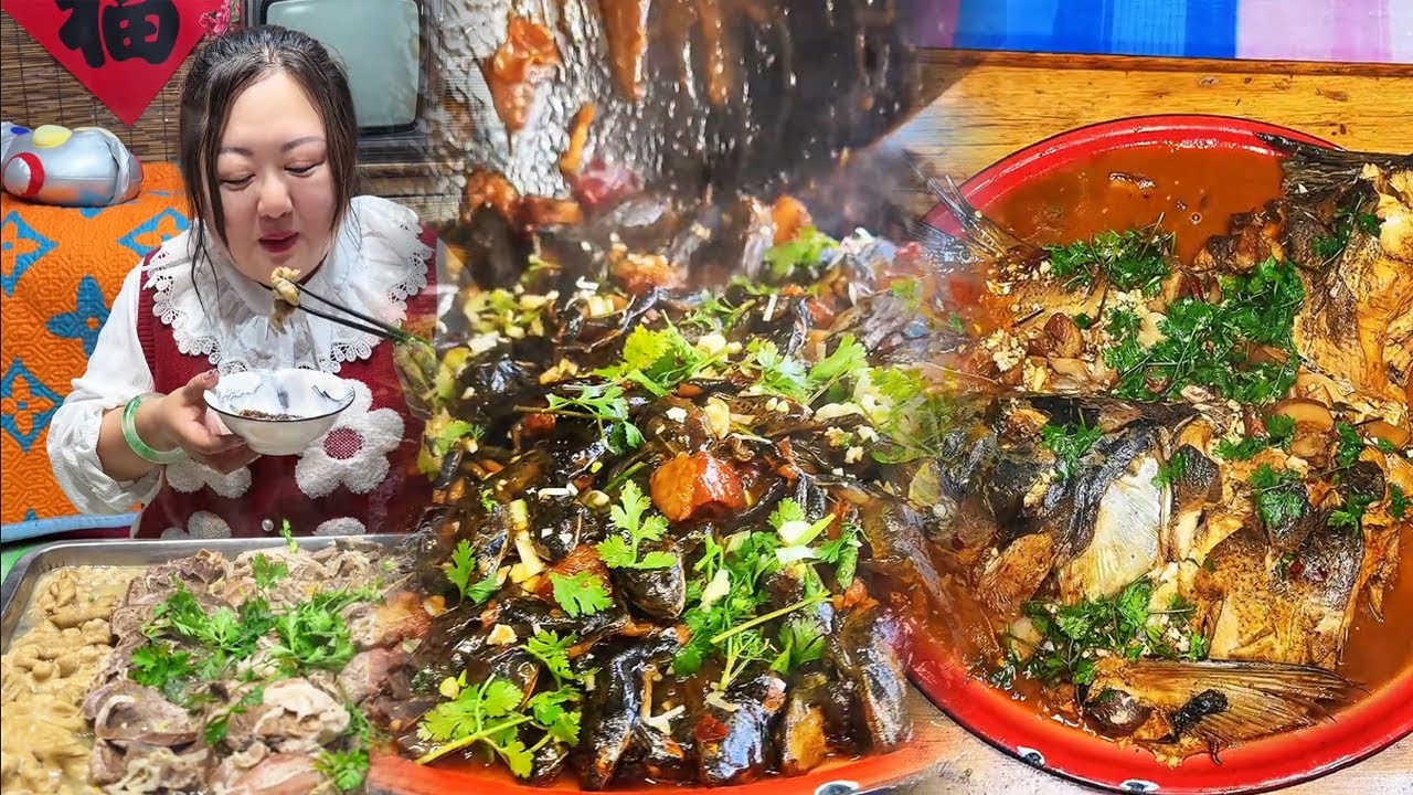 东北天冷吃点啥呢？嘎牙子焖林蛙，红烧肉炖大鱼🤤 #乡村生活 #美食 #搞笑 #热门 #特色 #分享 #农村美食