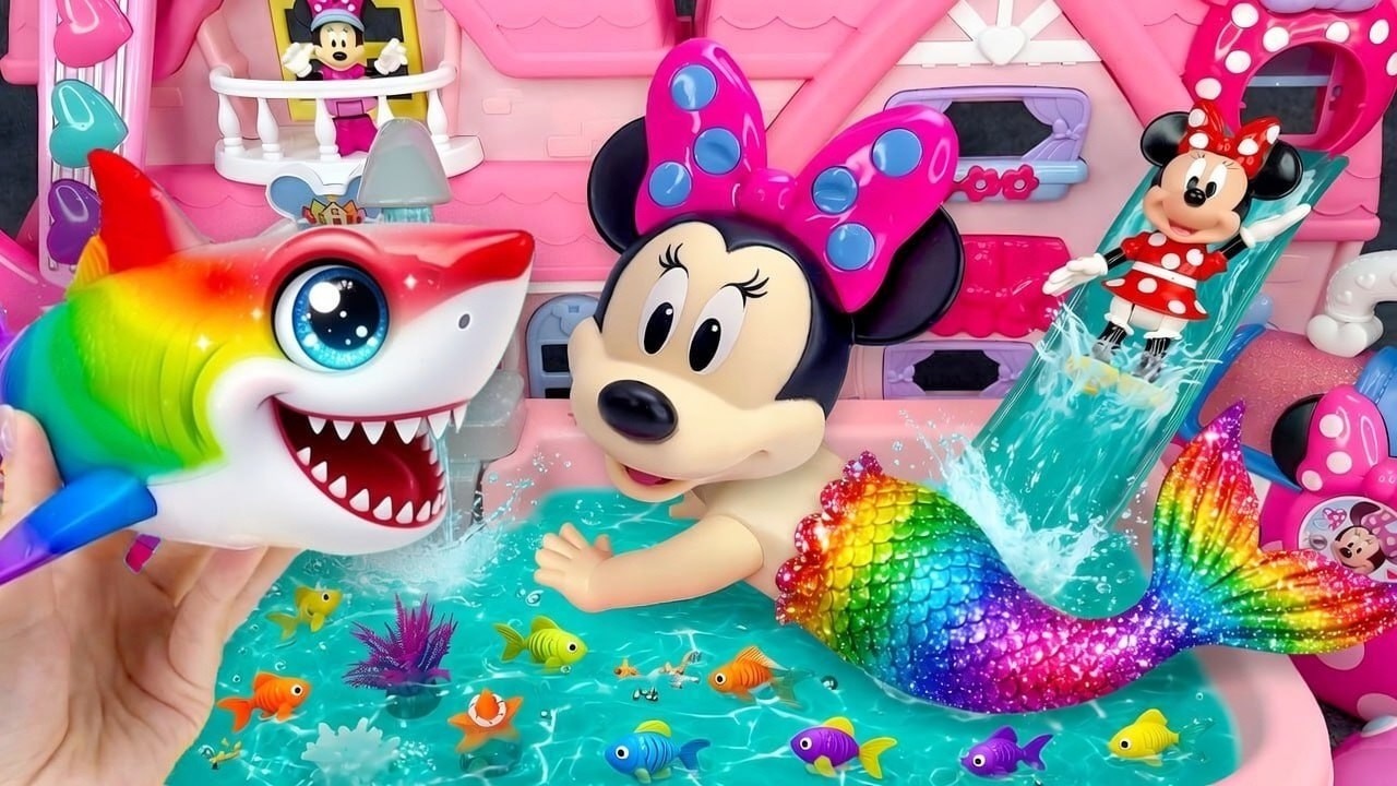 Minnie Mouse 2026🎀 Set Unboxing rainbow mermaid bath y piscina sorpresa con juguetes Disney ASMR