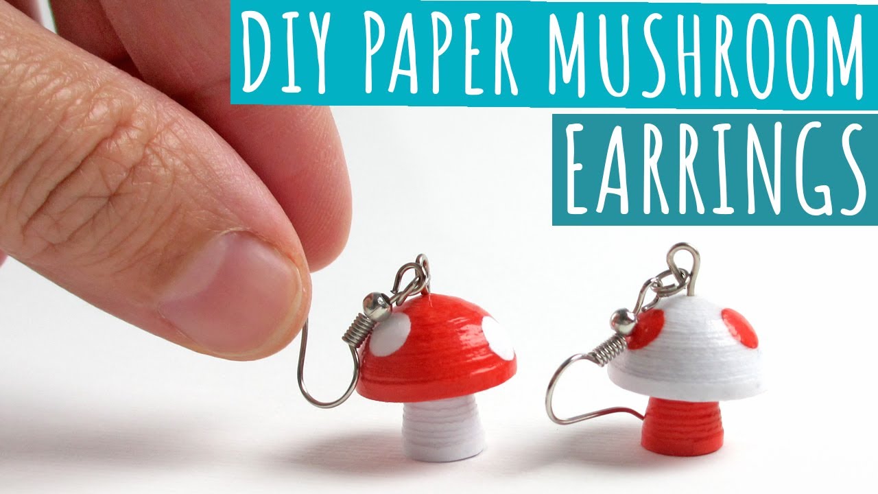 DIY Paper Mushroom Earrings | Paper Jewelry | 3D Mushrooms