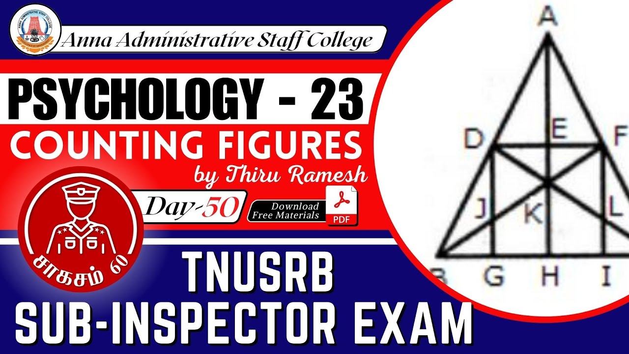 சாகசம் 60 | SI Exam 2023 | Day - 50 | PSYCHOLOGY - 23 | Counting Figures | Thiru. Ramesh