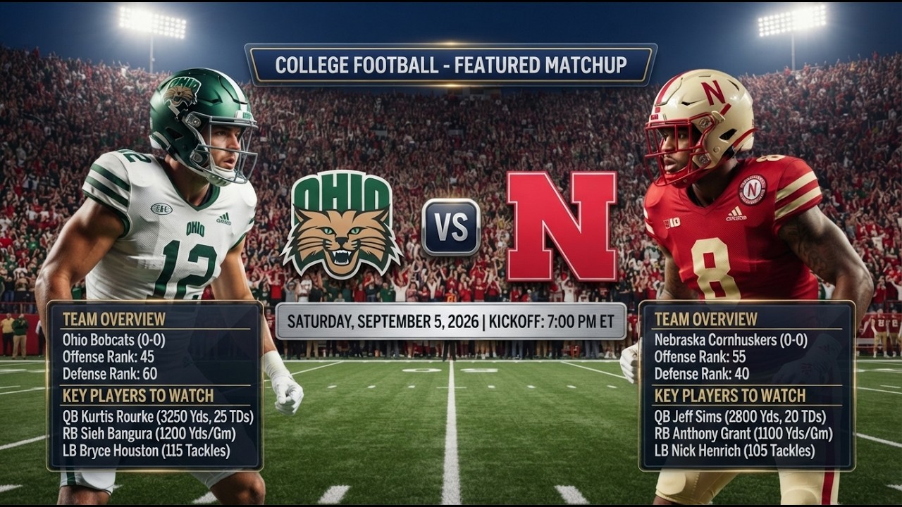 🔴 LIVE PREMIERE: Ohio Bobcats vs. Nebraska Cornhuskers | College Football NCAAF