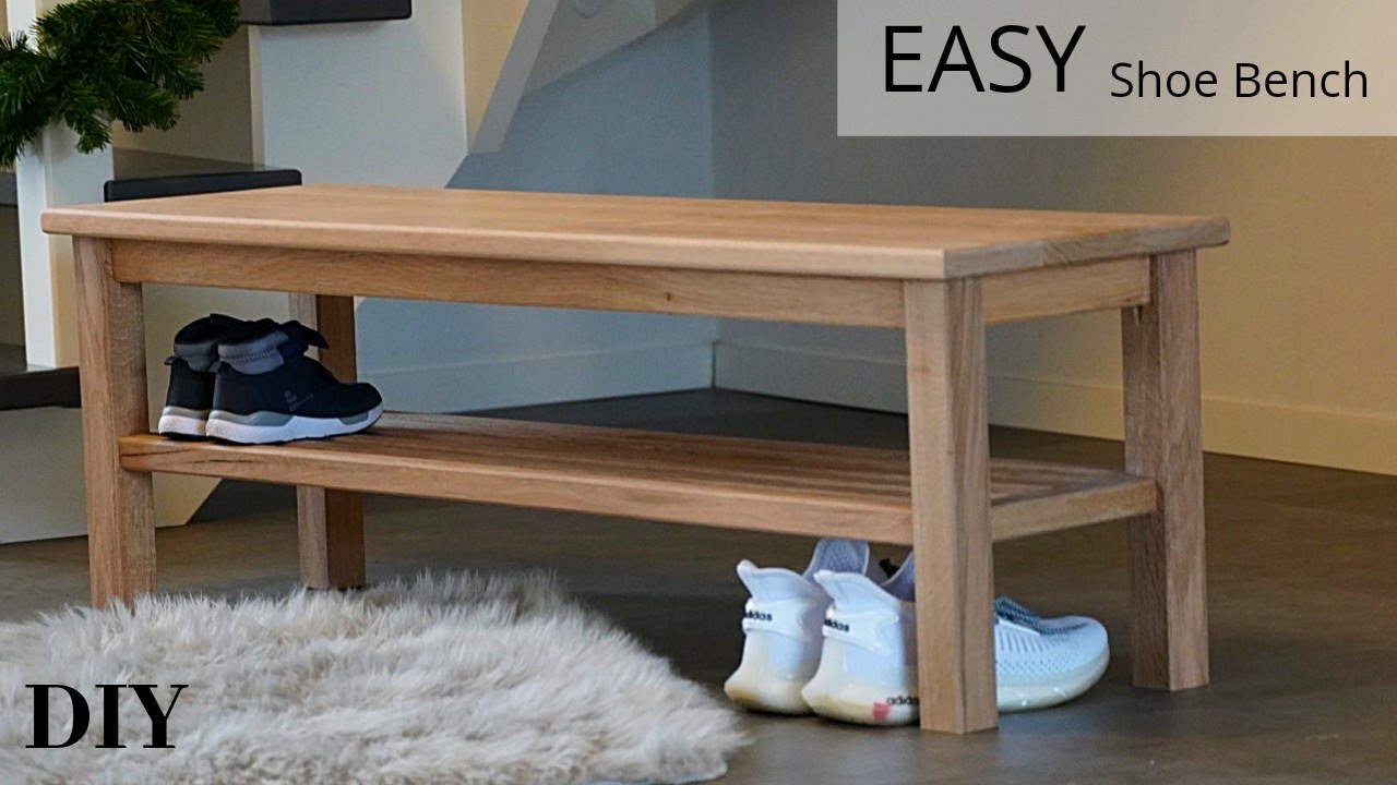 Oak Wood Shoe Bench/Easy Bench DIY/Schuhbank aus Eiche selber bauen/Schuhregal selber bauen