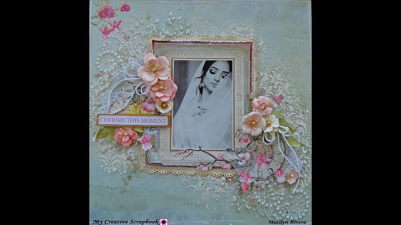 Easy Mixed Media Scrapbooking Layout for beginners with Spanish Subtitles-My Creative Scrapbook.