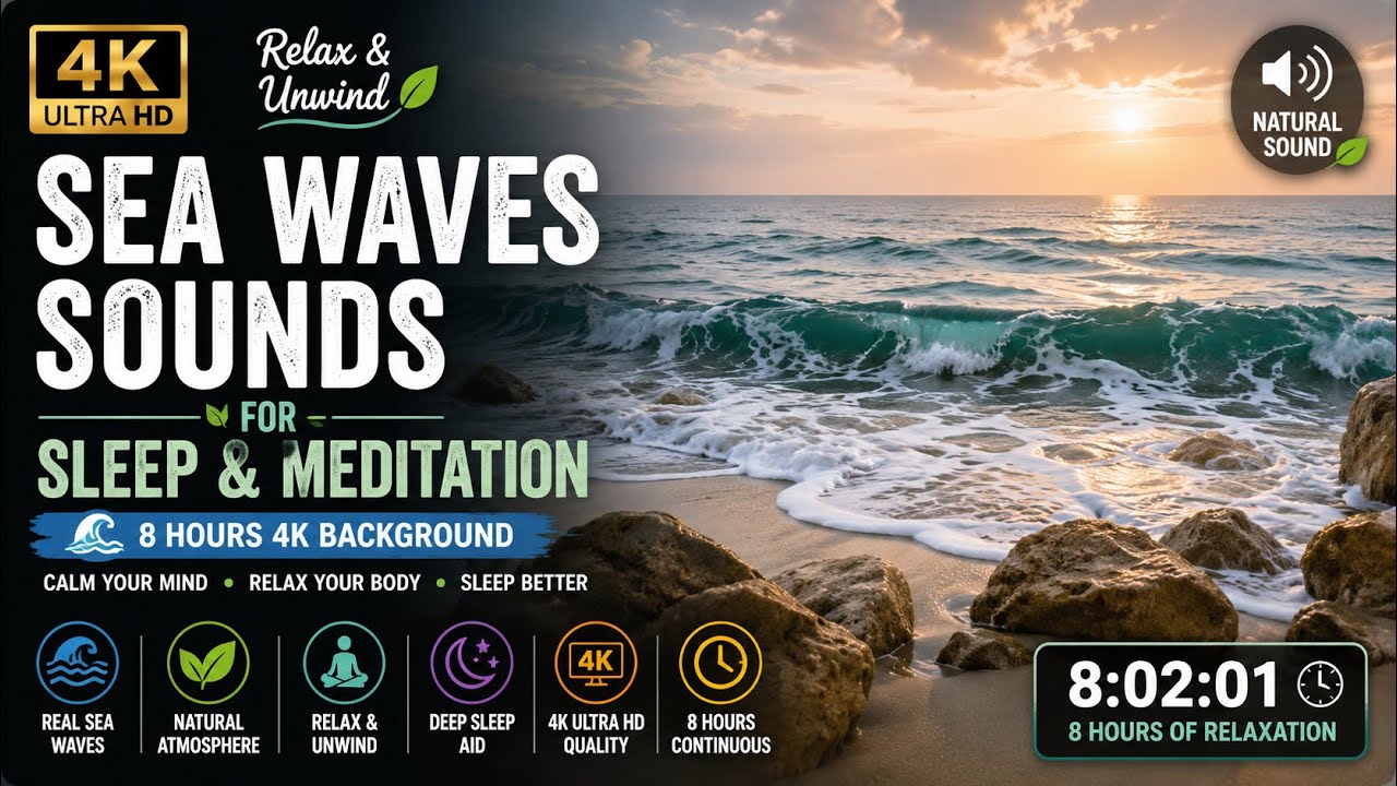 Sea ​Waves Sounds For Sleep & Meditation | 8 hours 4k background video