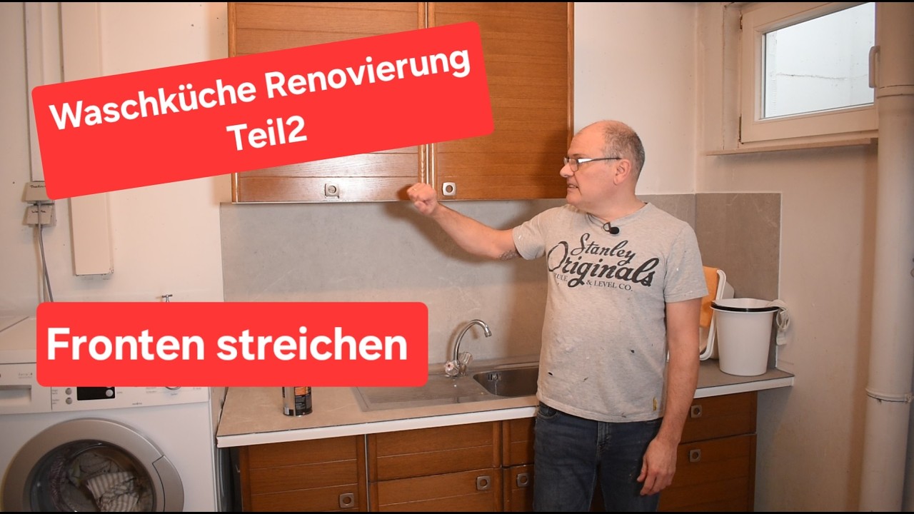 Waschküche Renovieren Teil2, Fronten der alten Einbauküche im neuen Glanz