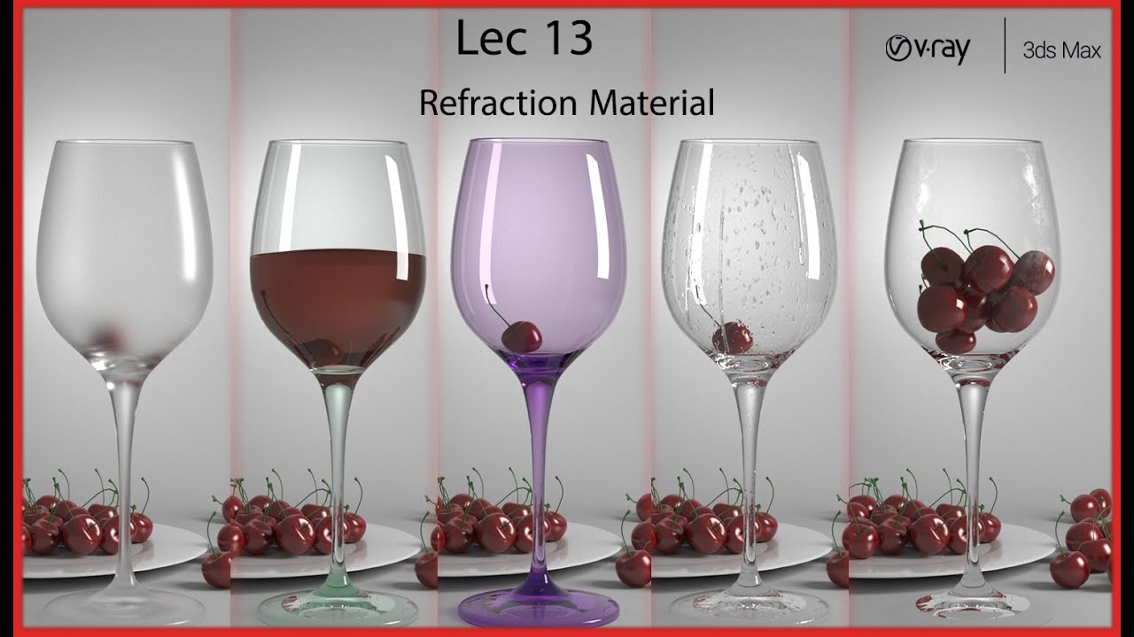 Vray Course Lec 13  Realistic Vray Glass Material  عمل كل خامات الزجاج بواقعية