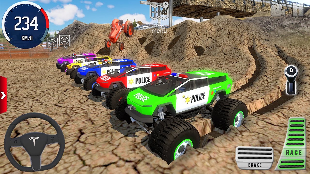Juegos De Carros - Police Monster Truck Impossible Driver #2 - US Car Stunts Racing Android Gameplay