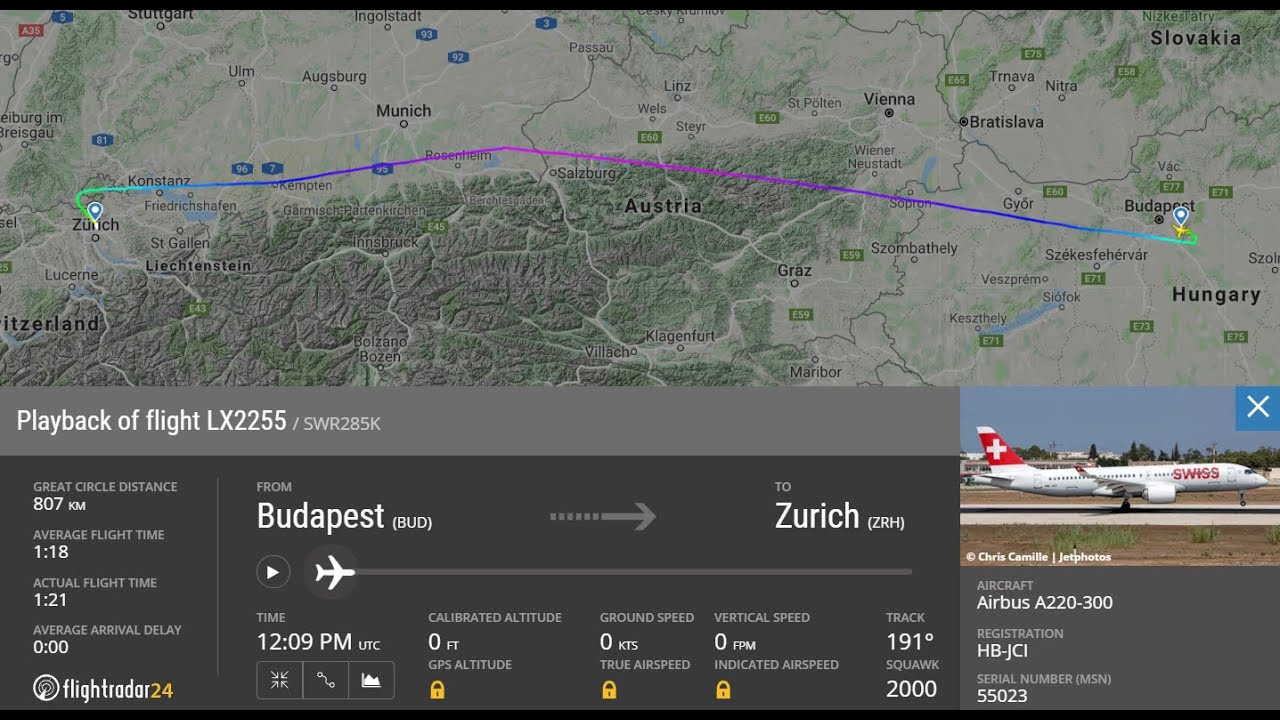 BUD-ZRH landing (LX2255, BUD-ZRH, 22SEP19, 