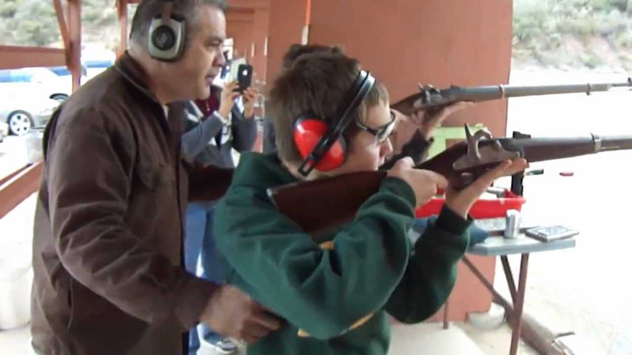 Friends shooting my black powder rifles.