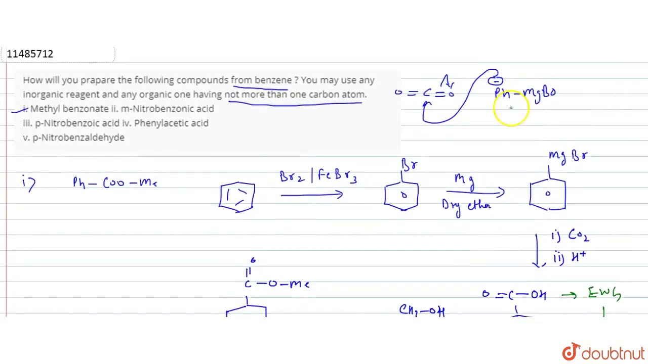 How will you prapare the following compounds from benzene ? You may use any inorganic reagent and