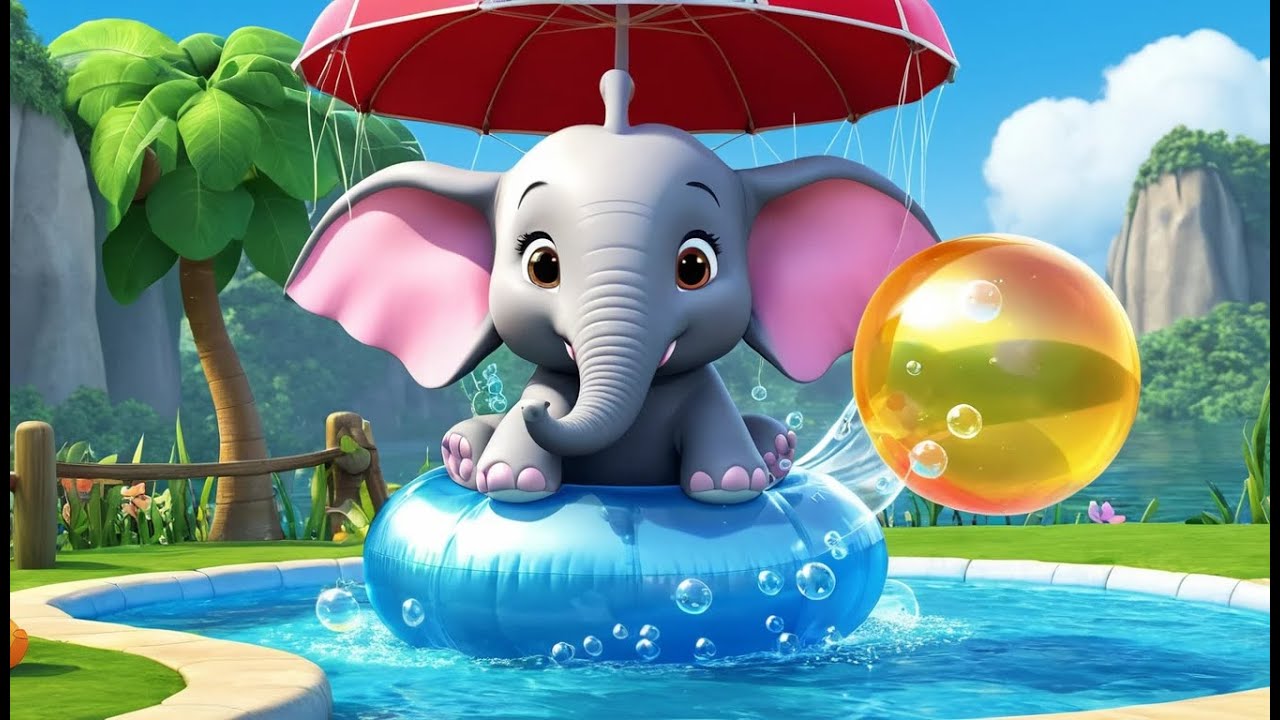 Elephant Floats on a Bubble Raft | Funny and Cute Kids Nursery Rhyme Animation