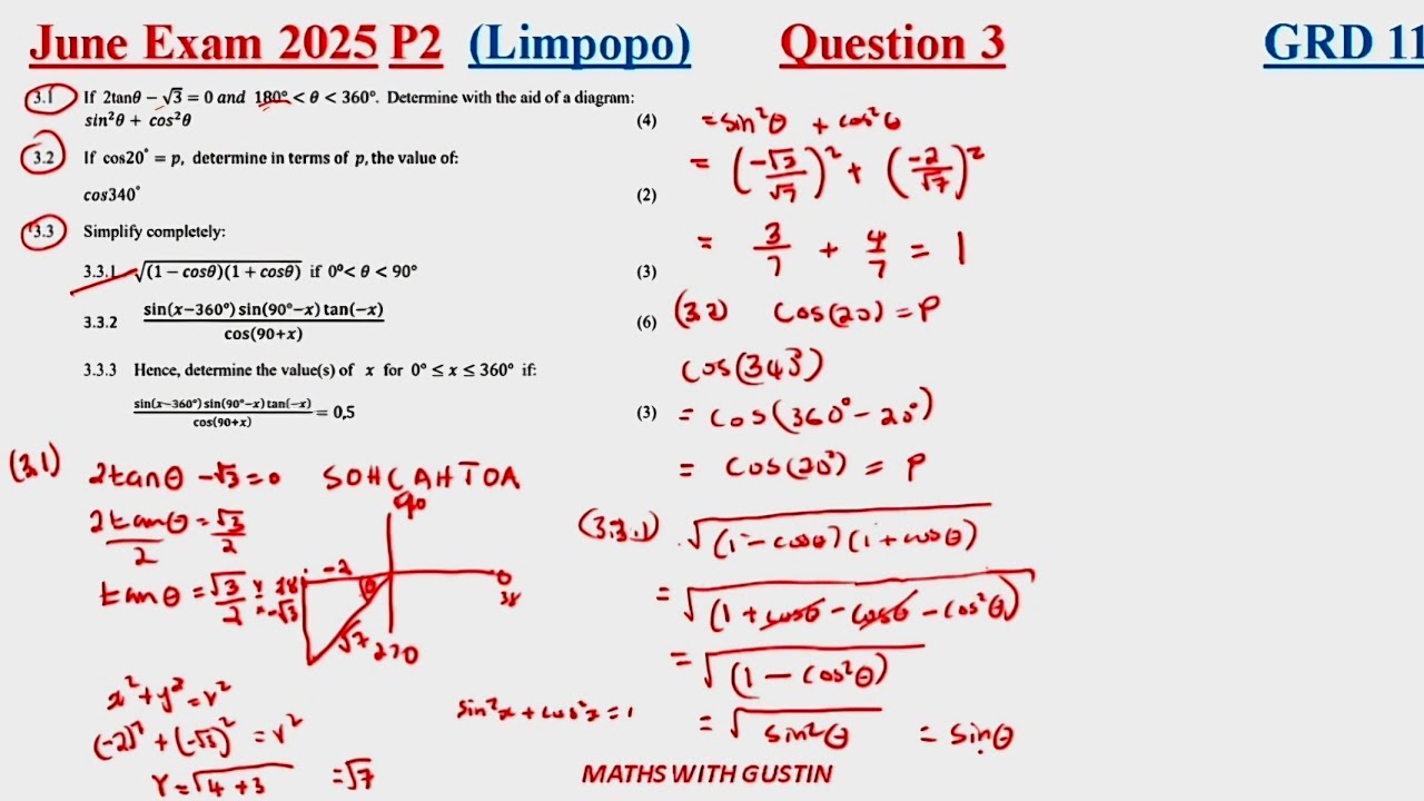 Grade 11| June Exam 2025 Maths paper 2| Q 3