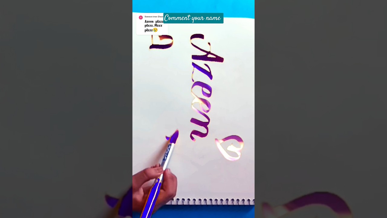 #Azeen name #writing in #cursiveletters