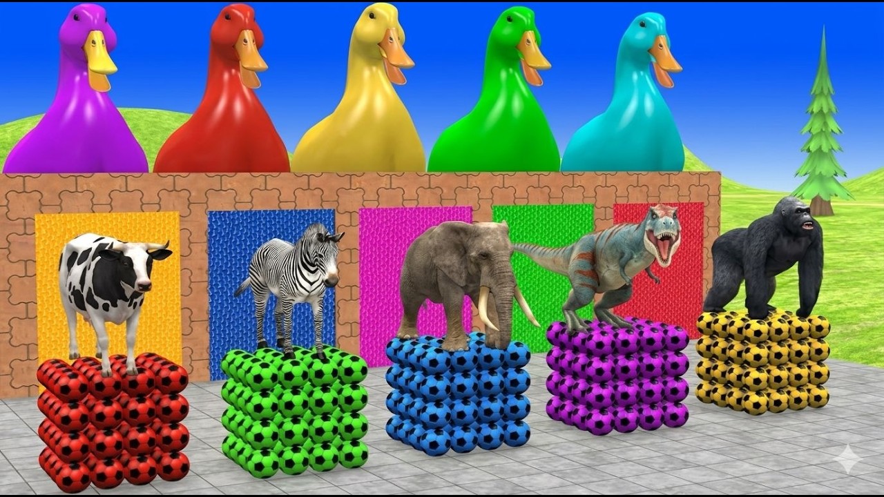 Long Slide Game With Cow Elephant Gorilla Hippopotamus Tiger 3d Animal Game Funny 3d Animals
