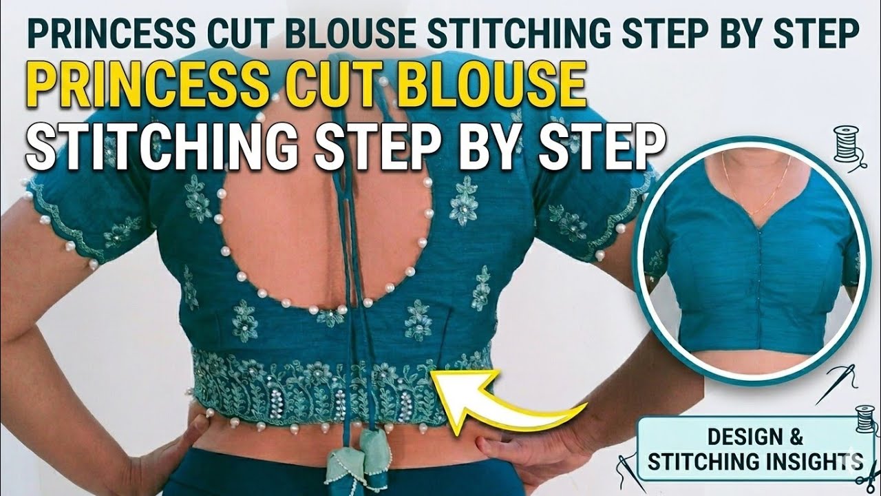 Princess cut belt blouse cutting and stitching ✂️ princess cut belt blouse 🪡 #princesscutblouse