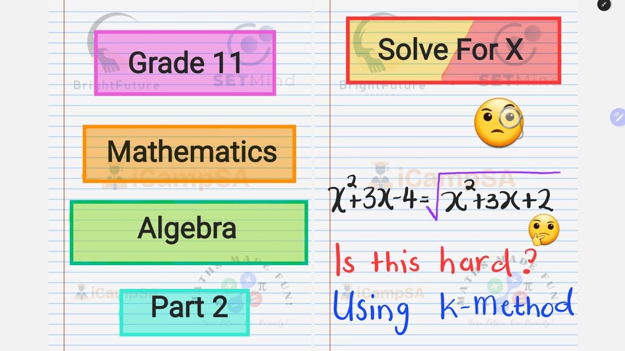 Grade 11 Math Paper 1: Solve for X using the K-Method | Part 2 | iCampSA