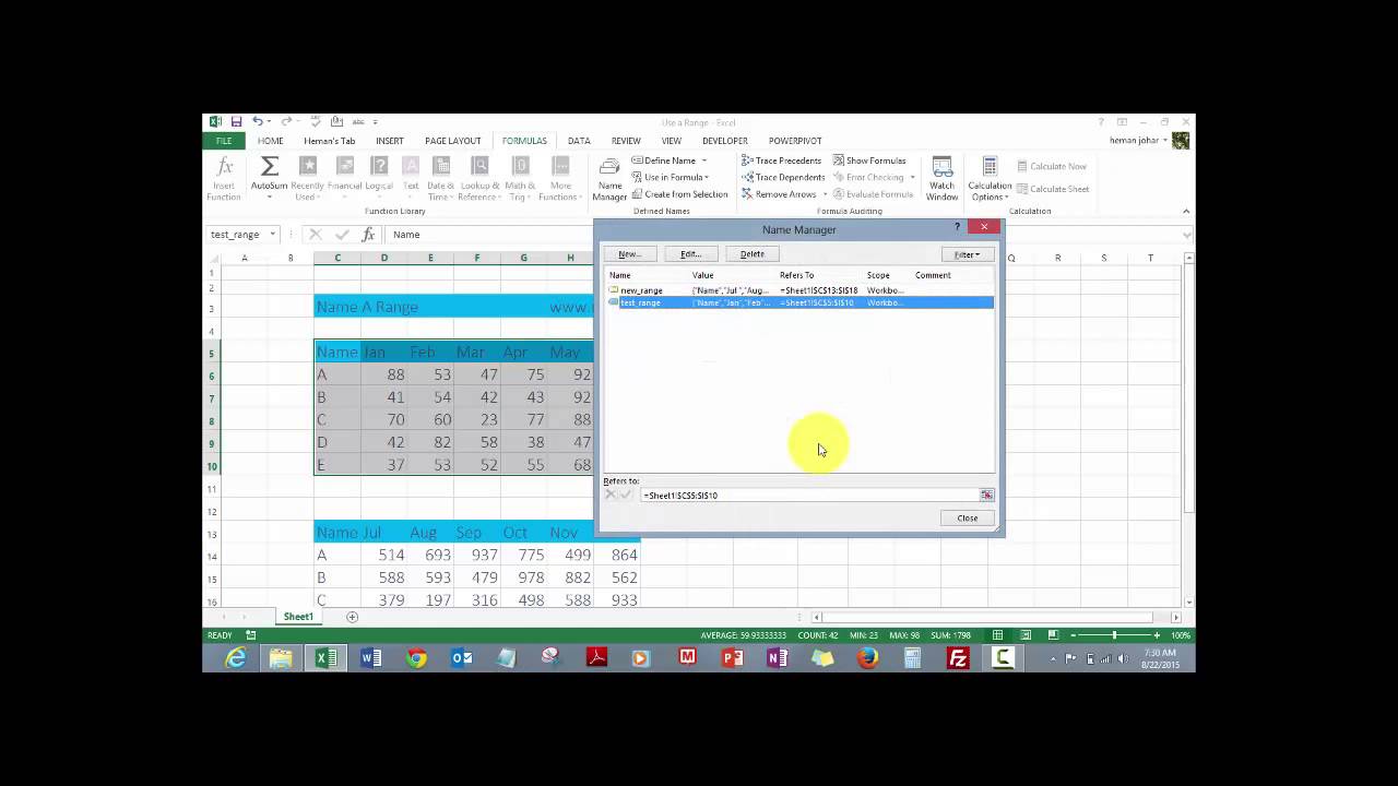 Name a Range in Excel