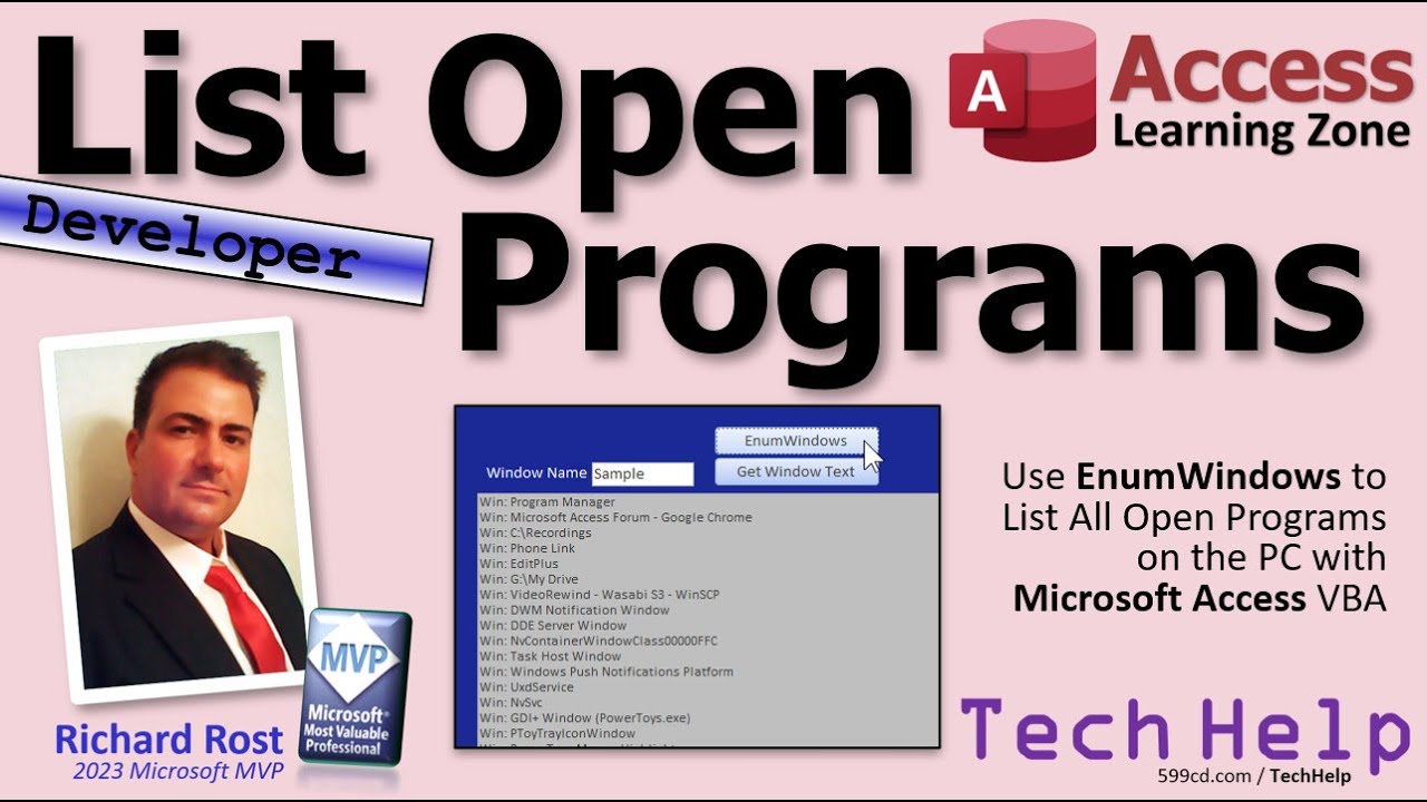 List All Open Programs on the PC with Microsoft Access VBA and the EnumWindows Function