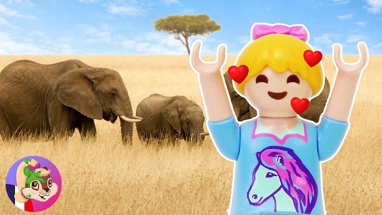 La famille Playmobil Vogel : Comment vivent les éléphants?🐘 Le grand projet scolaire d'Hannah 📚
