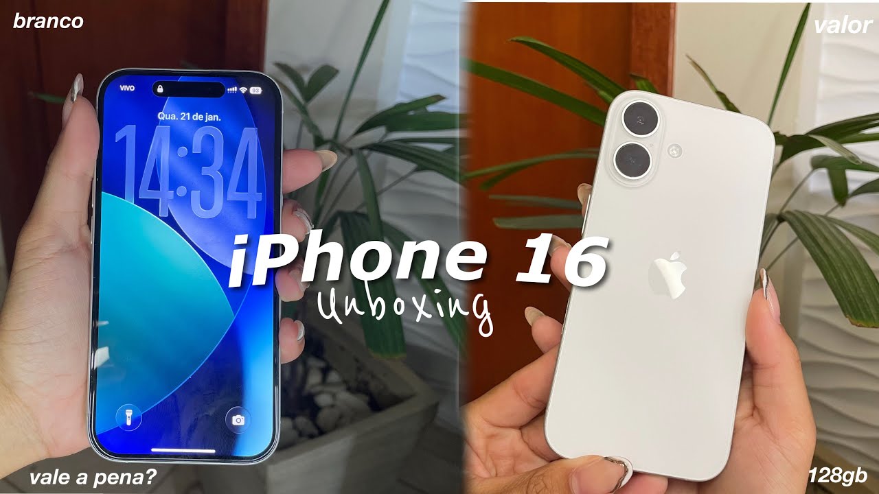 MEU NOVO CELULAR!! IPHONE 16 | Unboxing, branco, 128gb - VALE A PENA EM 2026?!