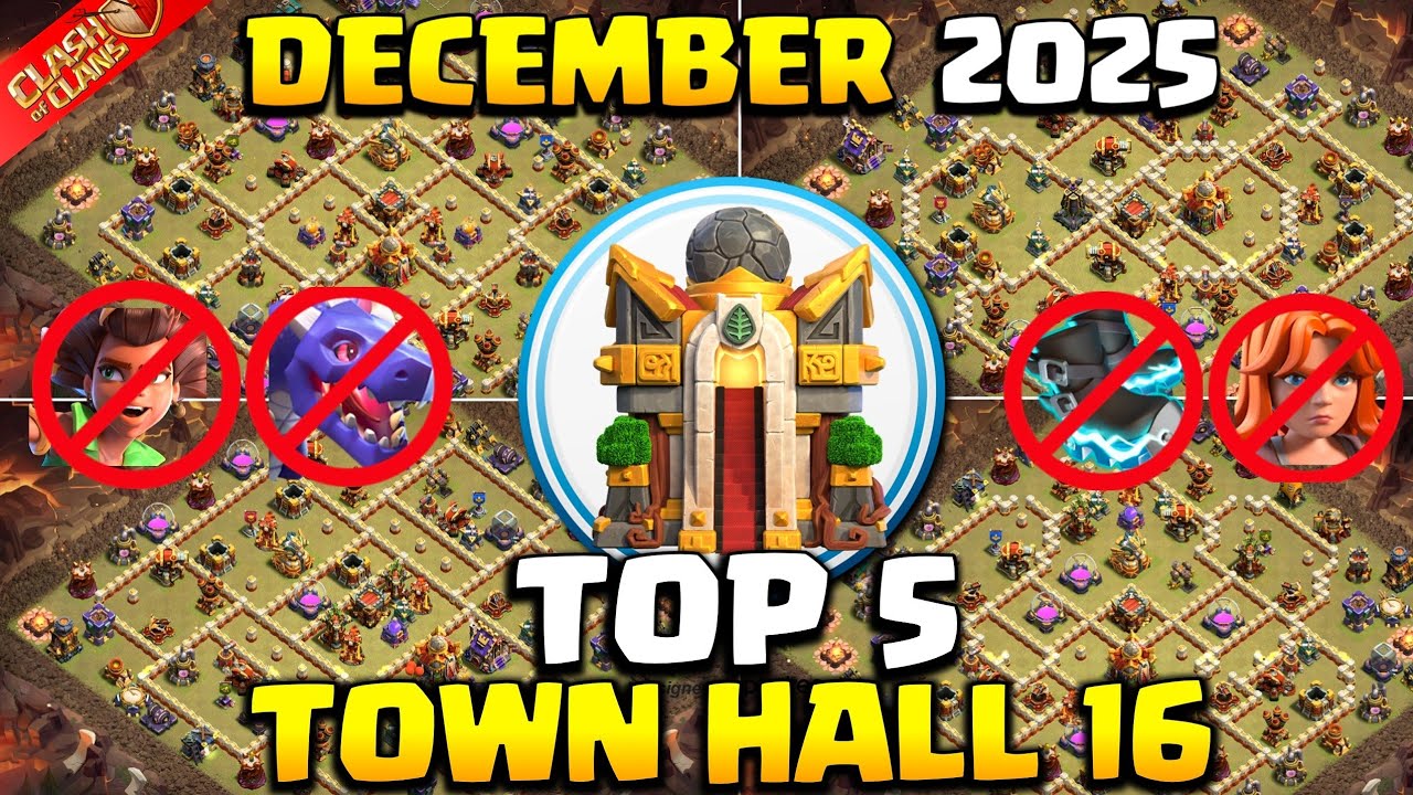 ТОП-5! НОВЫЙ Лучший план ратуши 16 (TH16) + ссылка 2025 | TH16 War/CWL BASE | Clash of Clans