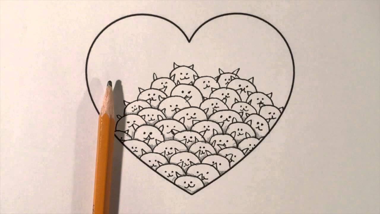 Zentangle heart #6 - Kitty