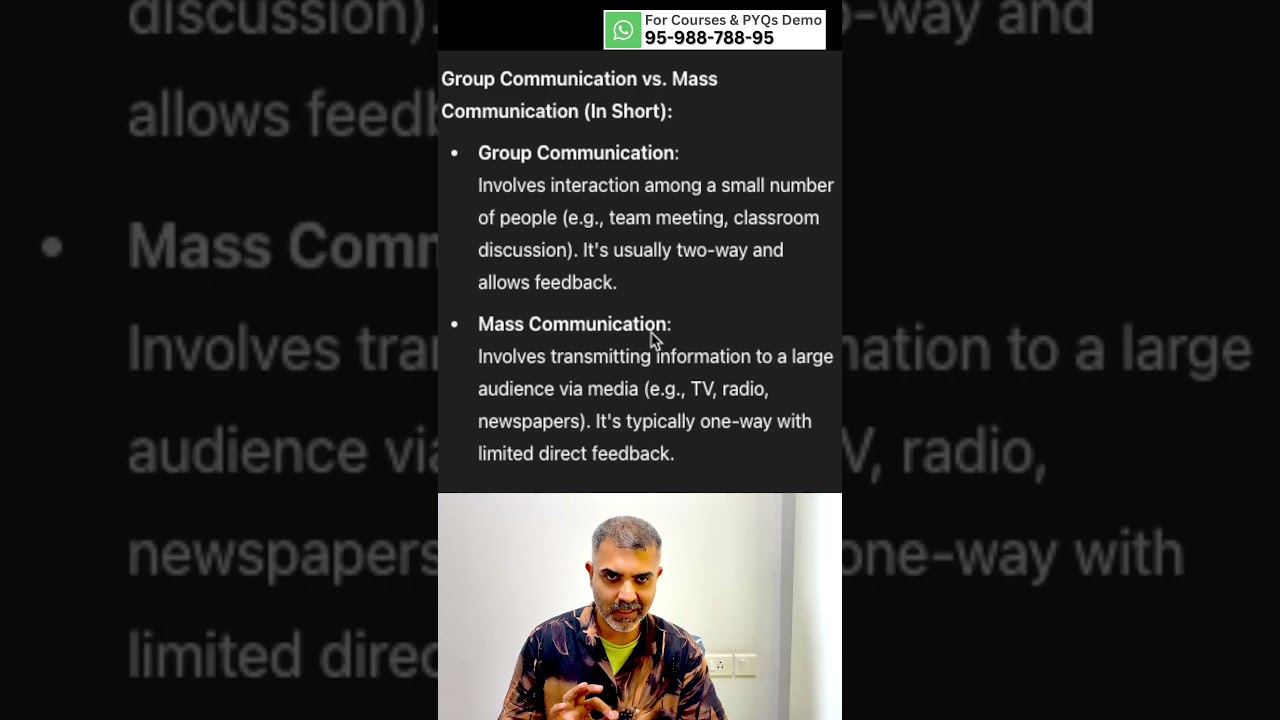 Group vs. Mass Communication  | Communication | UGC-NET-Paper 1