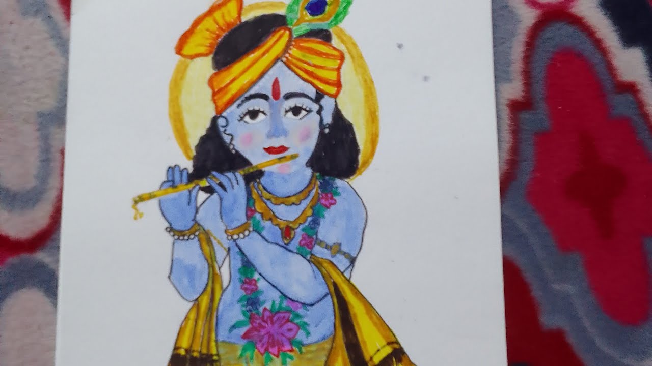 Kanha ji ki drawing step by step colours