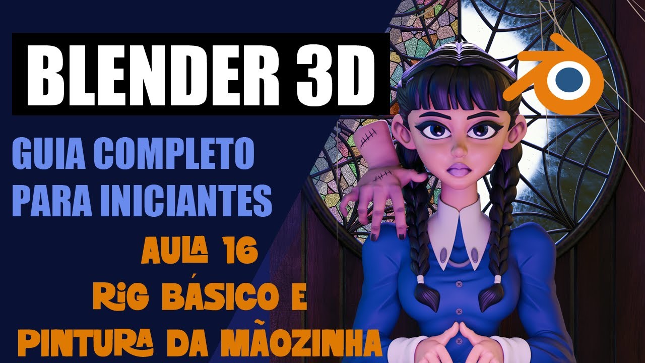 Curso Blender 3D para Personagem | Aula 16 – Rig Básico e Pintura da Mãozinha e da Wandinha.