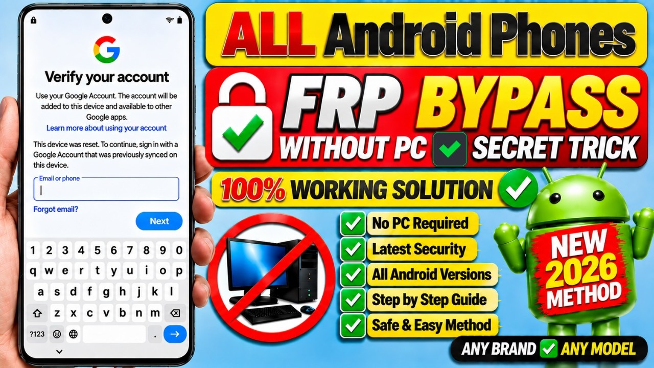 🔥 How To Unlock FRP Lock On Any Android Phone Without PC | Google Account Bypass New Update 2026 🚀
