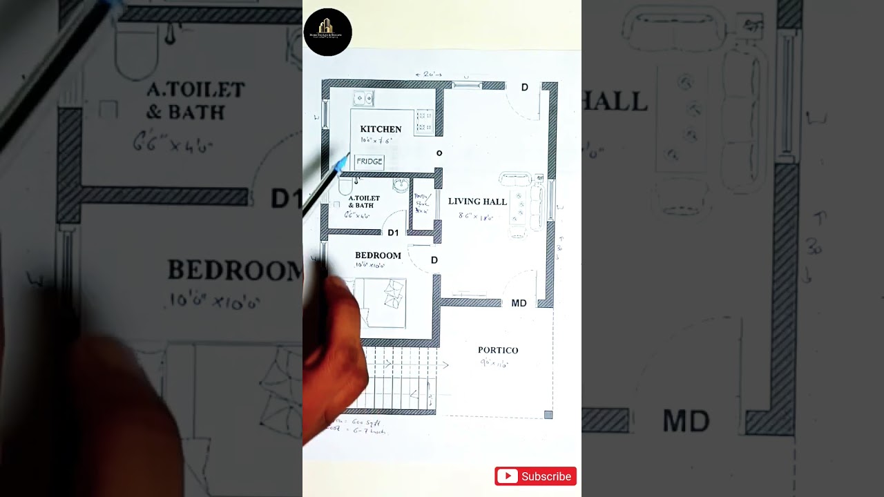 20x30 House Plan Explained II Cost - 6 Lakhs II 1BHK II 600 Sqft House Plan #shorts