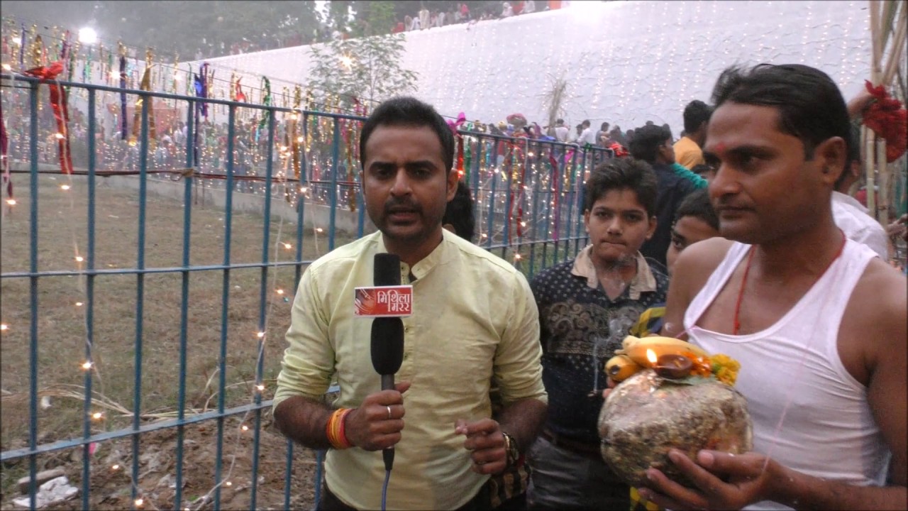 Editor Mithila Mirror Lalit Narayan Jha during live Chhath Coverage from Palam Delhi.