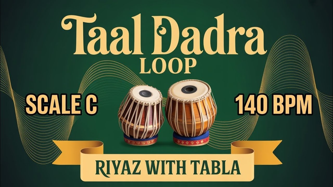 Taal Dadra Loop for all Songs | 140 BPM | Scale C | Bhajans, Songs #rhythm #riyazwithtabla