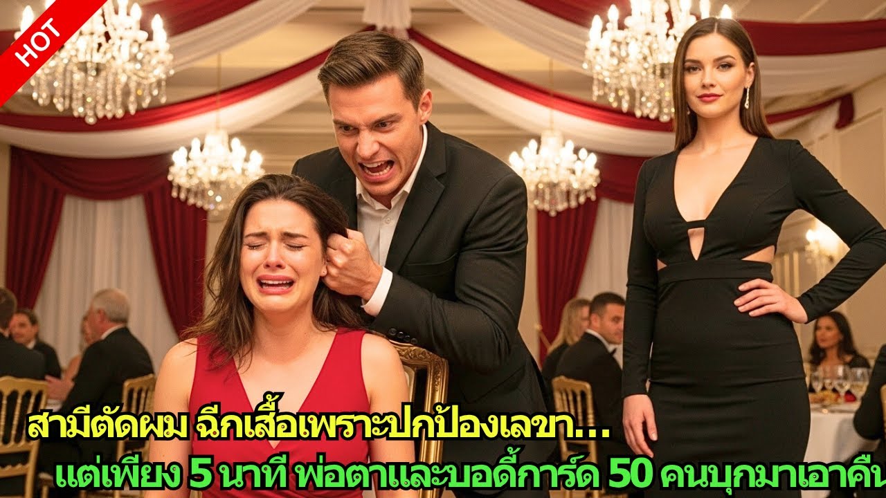 สามีตัดผม ฉีกเสื้อเพราะปกป้องเลขา… แต่เพียง 5 นาที พ่อตาและบอดี้การ์ด 50 คนบุกมาเอาคืน! |การทรยศ