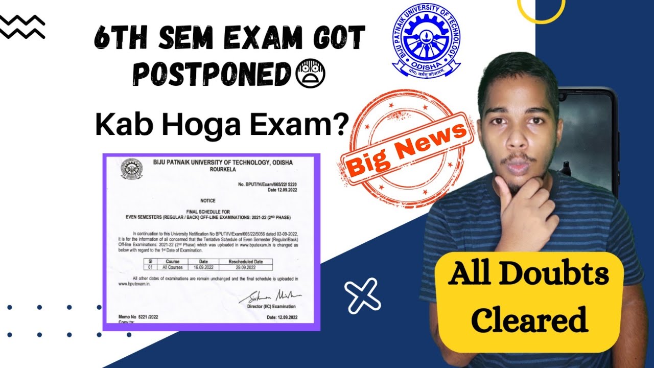 Big news:6th sem exam got Postponed||Bput 6th sem exam postponed