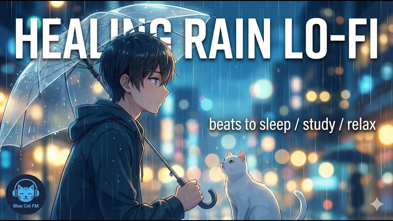 Healing Rain 🌧️ Lo-fi Beats to Sleep / Study / Relax [Blue Cat FM]
