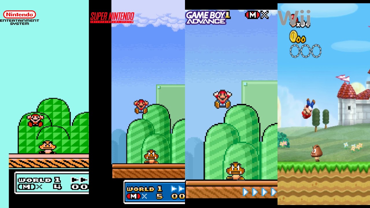 Super Mario Bros. 3 (NES VS SNES VS GAMEBOY VS WII Graphics Comparison)