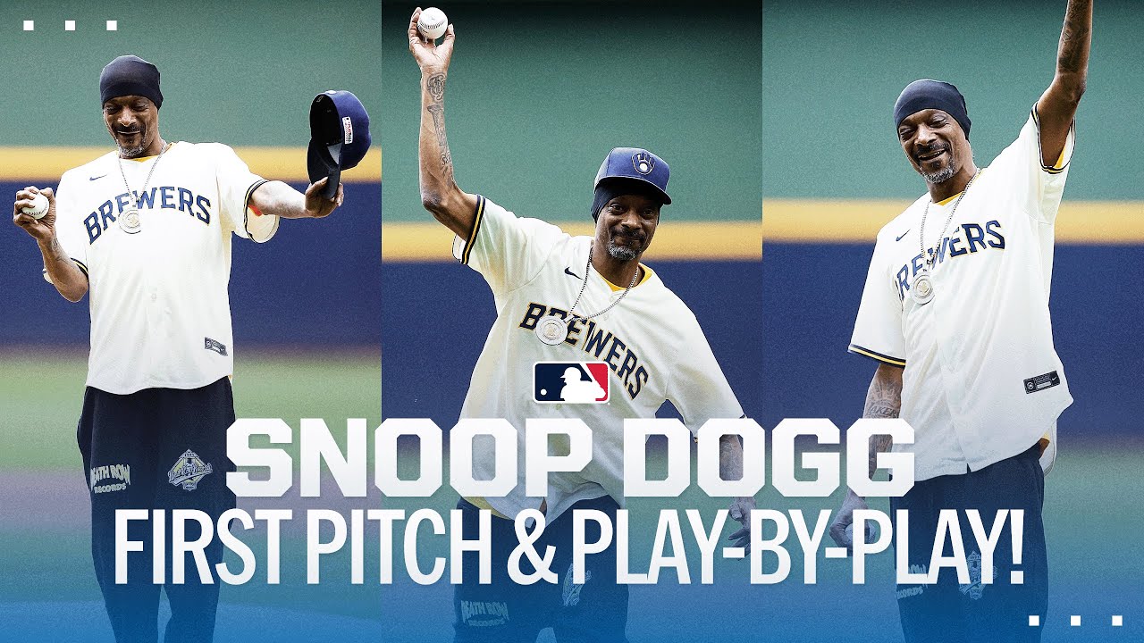 Snoop Dogg throws out the first pitch and joins the broadcast booth at the Brewers game!