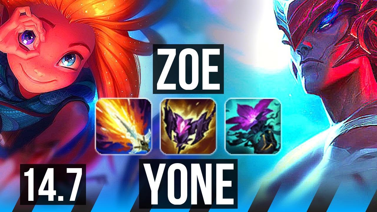 ZOE vs YONE (MID) | 82% winrate, 13/2/9, Legendary | KR Grandmaster | 14.7