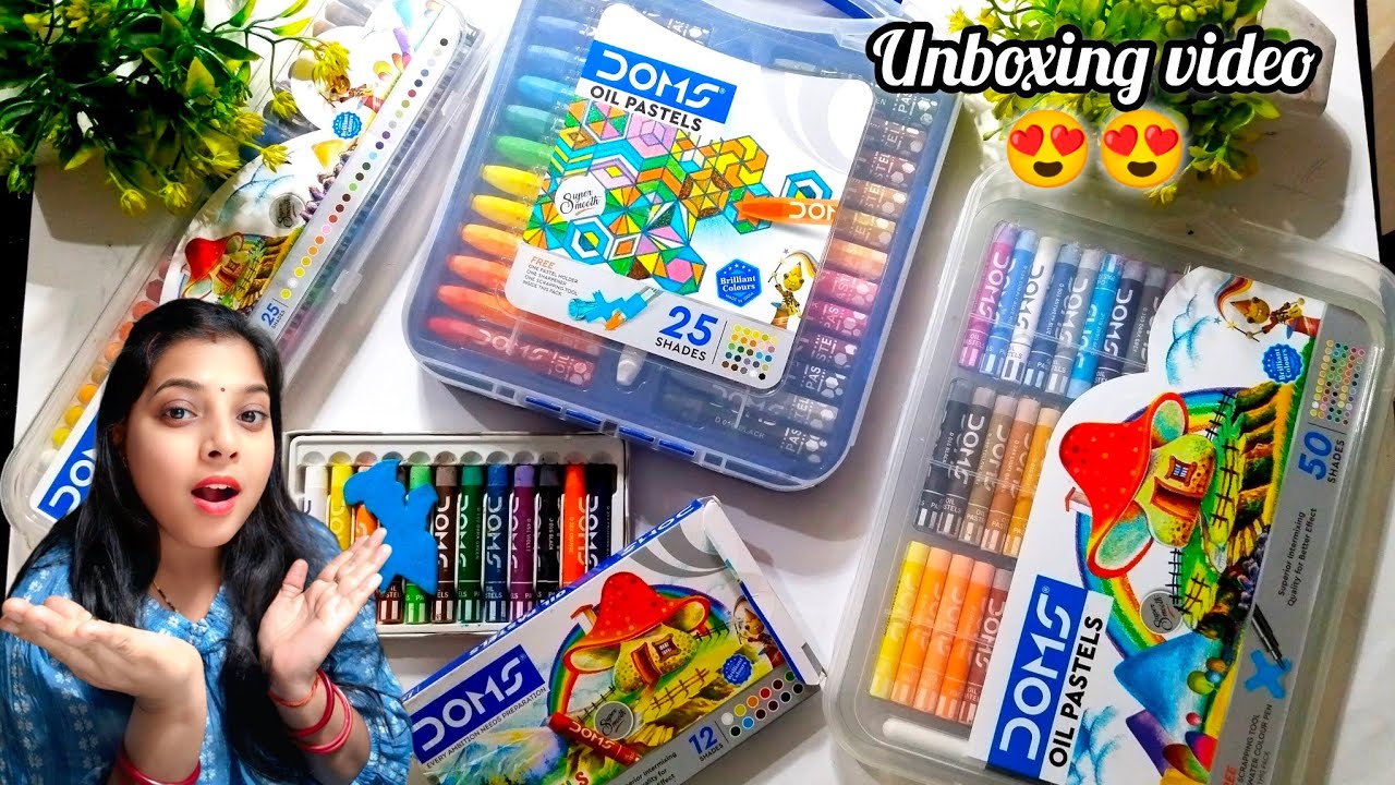 🖍️✨DOMS OIL PASTEL COLOUR 😍😍//UNBOXING VIDEO/ My New colour unboxing @rainbowanarcofcolour1894